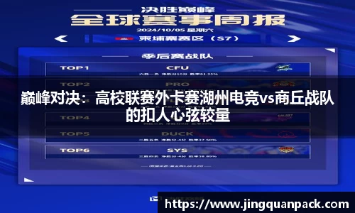 巅峰对决：高校联赛外卡赛湖州电竞vs商丘战队的扣人心弦较量